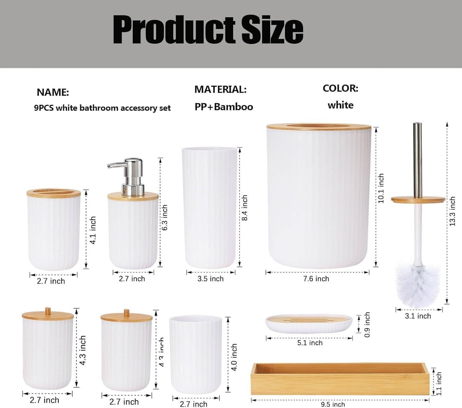Bathroom Accessories Set, 6 Pieces - Barakaq