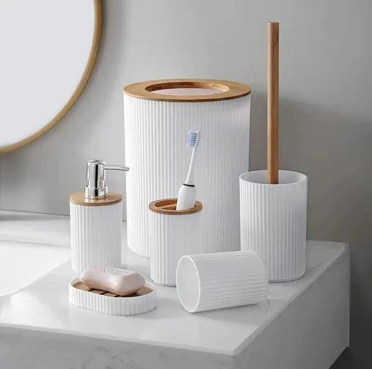 Bathroom Accessories Set, 6 Pieces - Barakaq